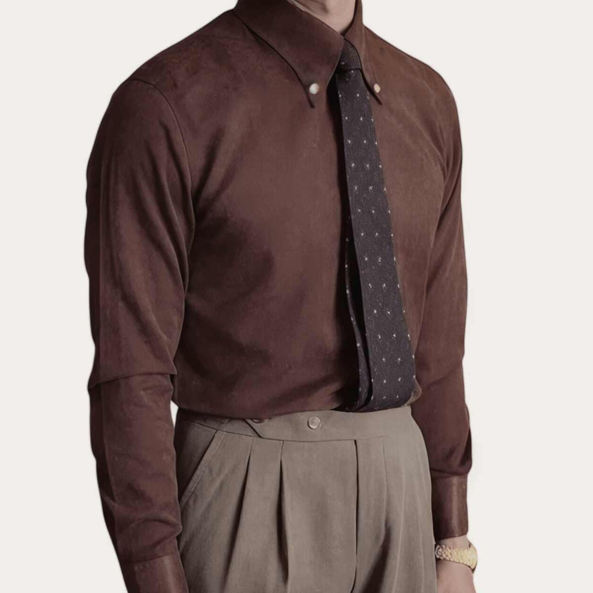 British coffee toned shirt retro business chic - Antonios