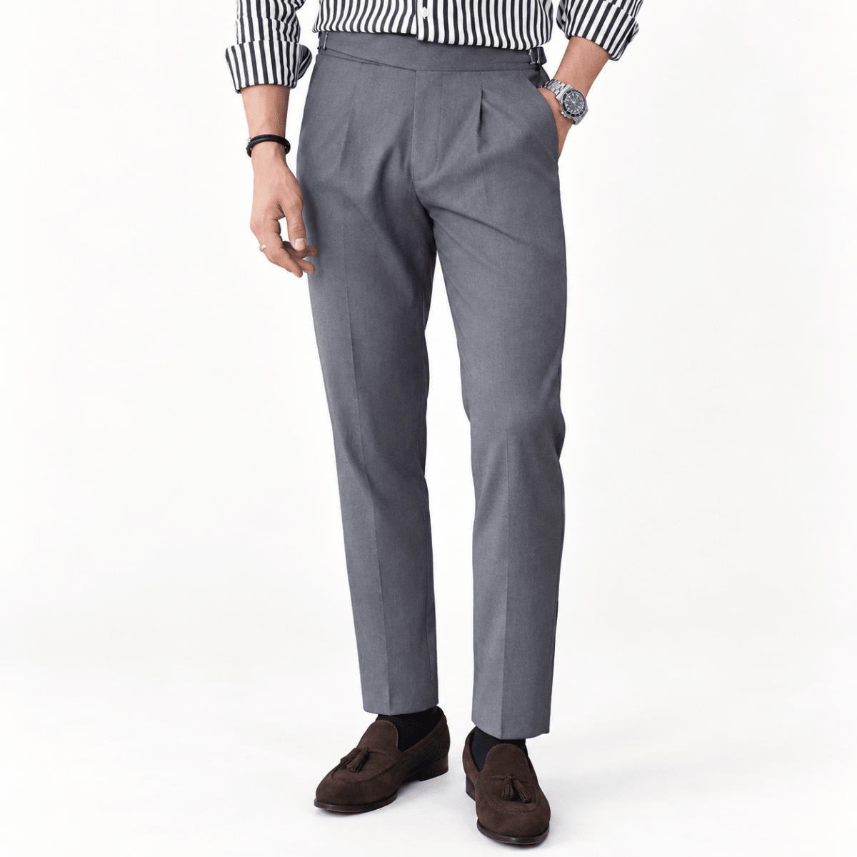 British suit elegant pants - AntoniosClothing - Grey
