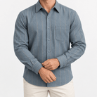 Brushed cotton flannel shirt with a chest pocket - AntoniosClothing - Slate stripe