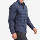 Brushed cotton flannel shirt with a chest pocket - AntoniosClothing - Navy windowpane