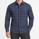 Brushed cotton flannel shirt with a chest pocket - AntoniosClothing - Navy windowpane