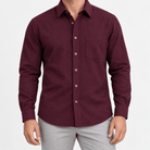 Brushed cotton flannel shirt with a chest pocket - AntoniosClothing - Burgundy