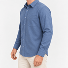Brushed cotton flannel shirt with a chest pocket - AntoniosClothing - Blue