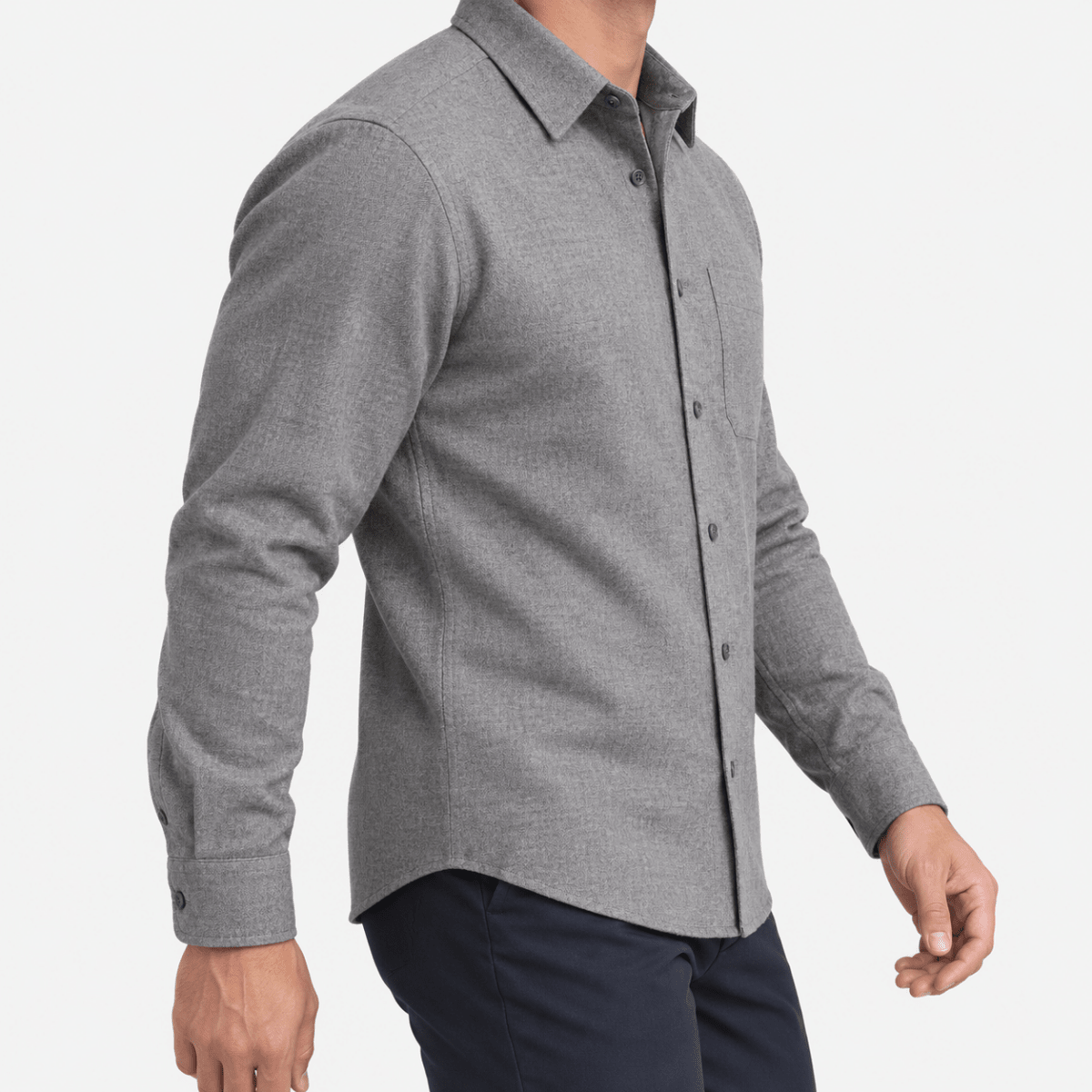 Brushed cotton flannel shirt with a chest pocket - AntoniosClothing - Gray