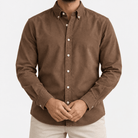 Brushed cotton oxford shirt with a button collar - AntoniosClothing - Brown