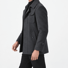Button front coat with shoulder tabs and zip chest detail - AntoniosClothing - Charcoal