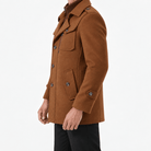Button front coat with shoulder tabs and zip chest detail - AntoniosClothing - Camel