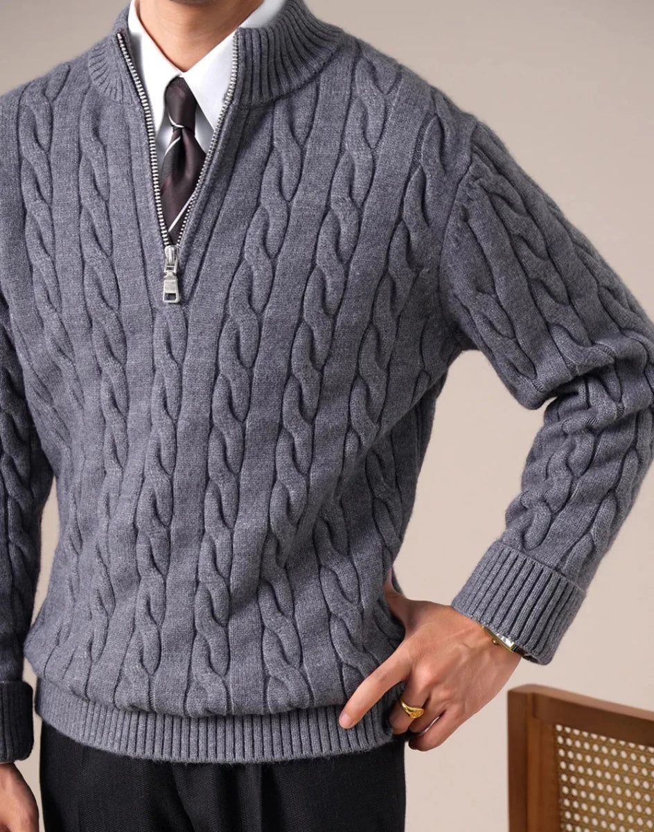 Cable - knit half - zip sweater - Antonios