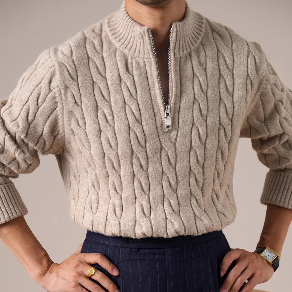 Cable - knit half - zip sweater - Antonios