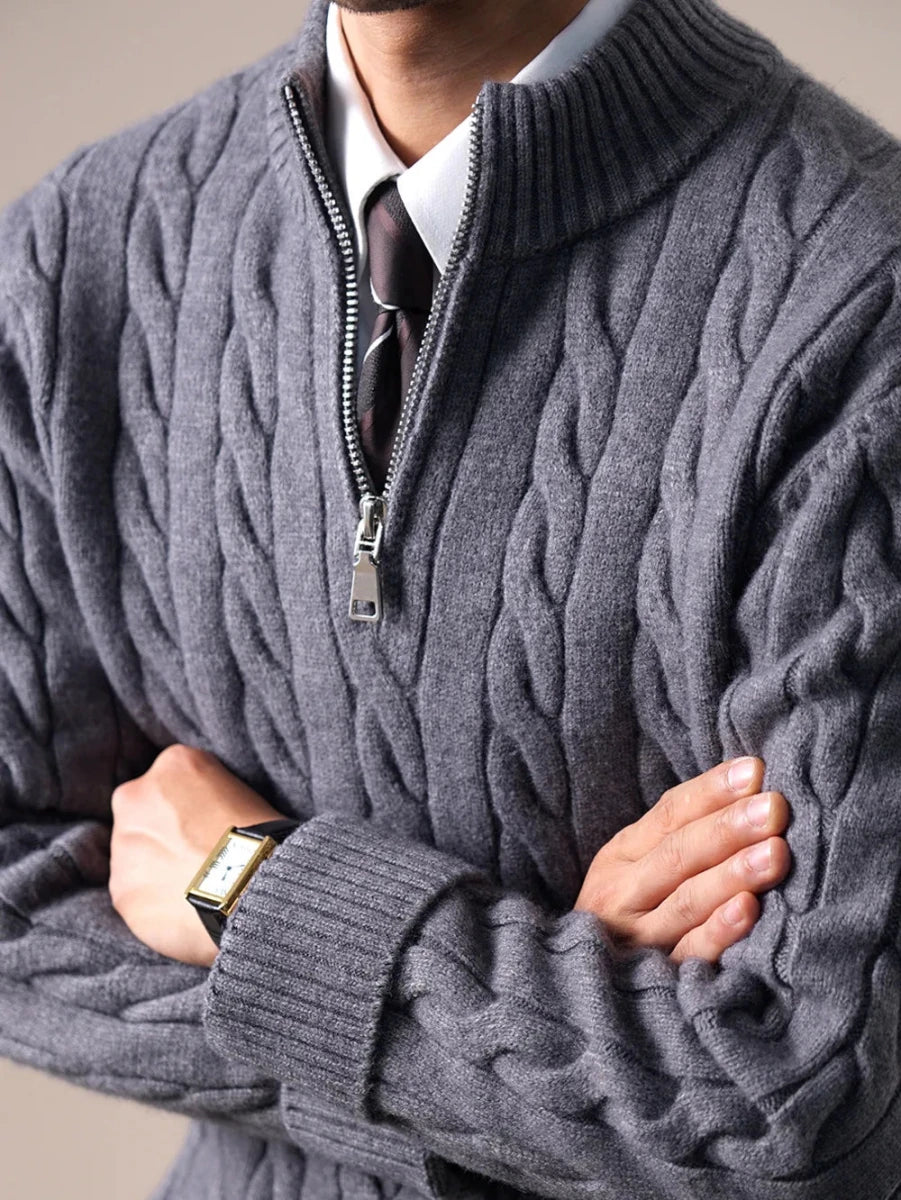 Cable - knit half - zip sweater - Antonios