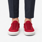 Canvas lace up sneakers with contrast soles - AntoniosClothing - Red