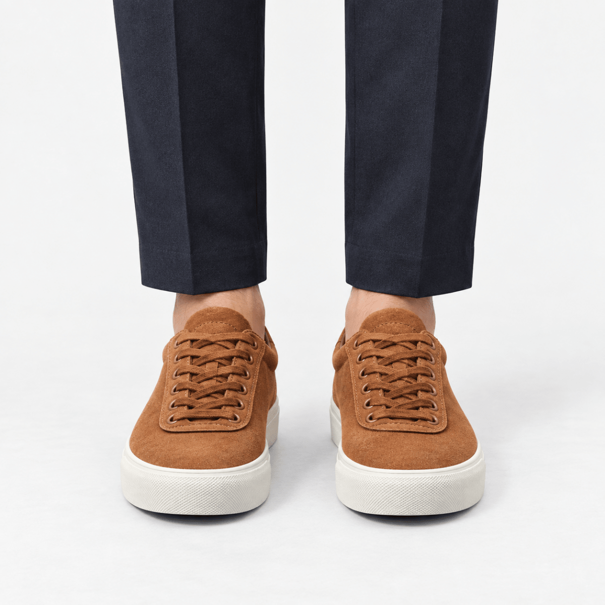 Canvas lace up sneakers with contrast soles - AntoniosClothing - Brown