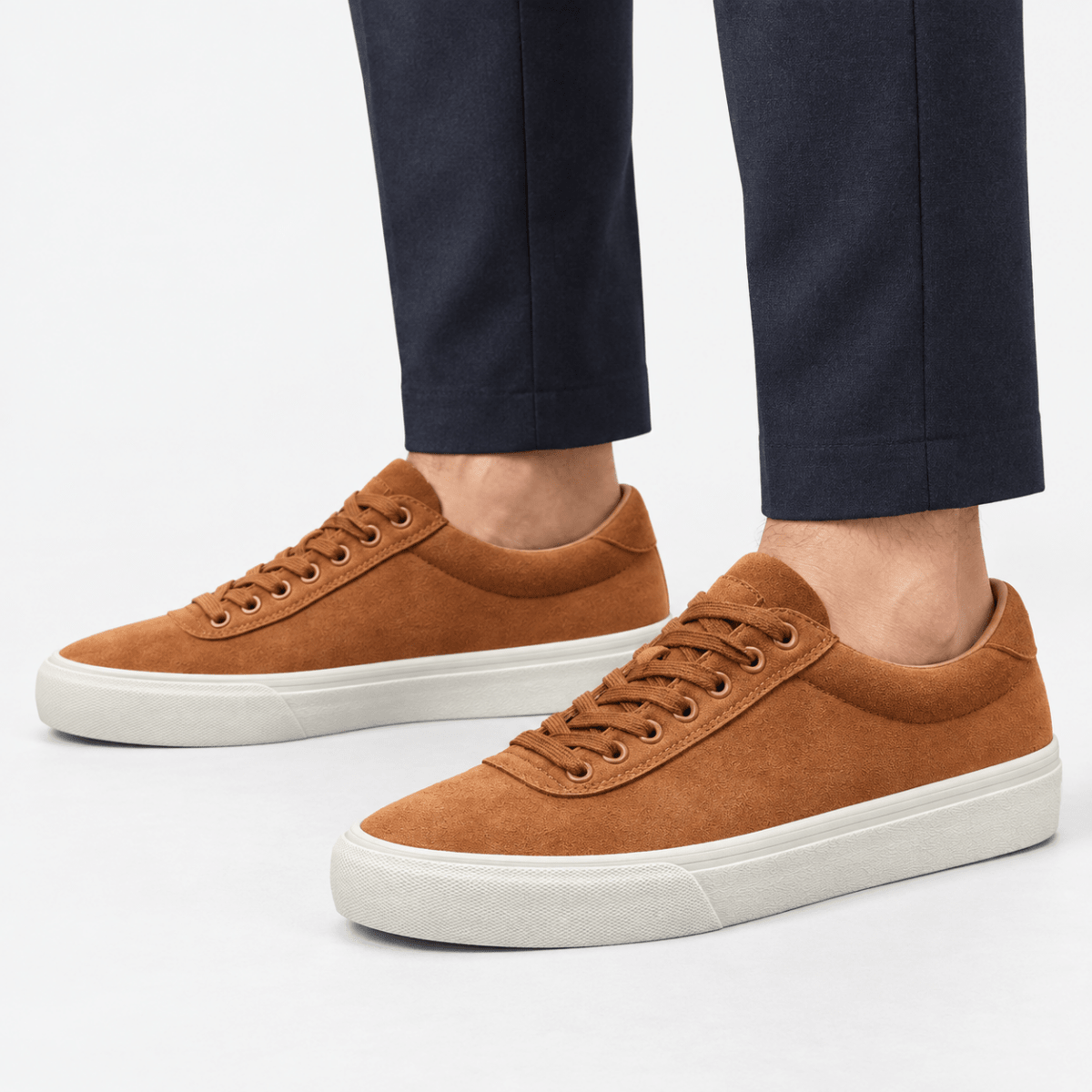 Canvas lace up sneakers with contrast soles - AntoniosClothing - Brown