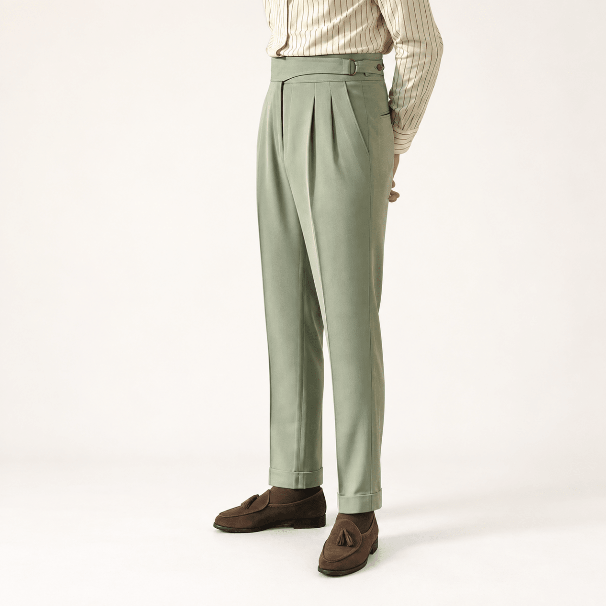 Casual button-down straight fit elegant pants - AntoniosClothing - Green
