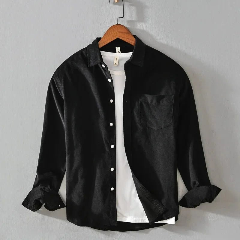 Casual cotton long sleeve shirt with pocket - Antonios