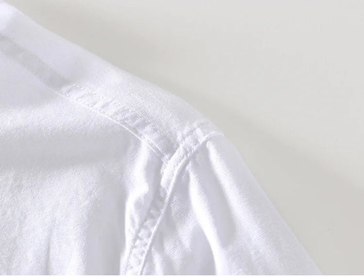 Casual long - sleeve white cotton beach vacation top - Antonios