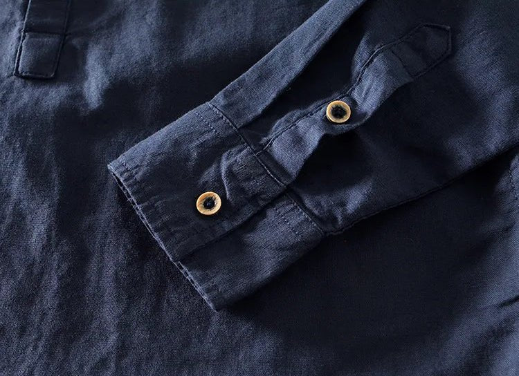 Casual long - sleeve white cotton beach vacation top - Antonios