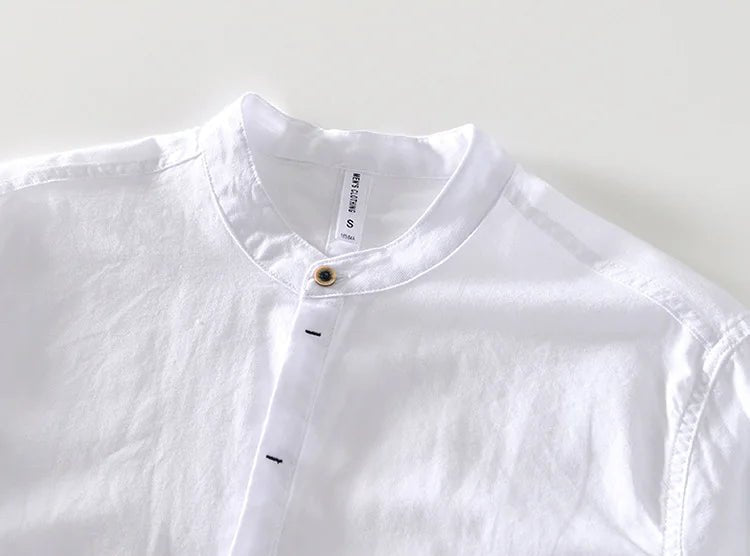 Casual long - sleeve white cotton beach vacation top - Antonios