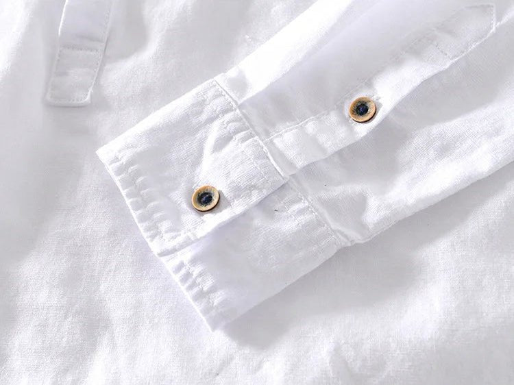 Casual long - sleeve white cotton beach vacation top - Antonios