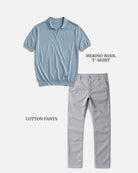 Casual outfit set baby blue + light gray (T-shirt+pants) - Antonios