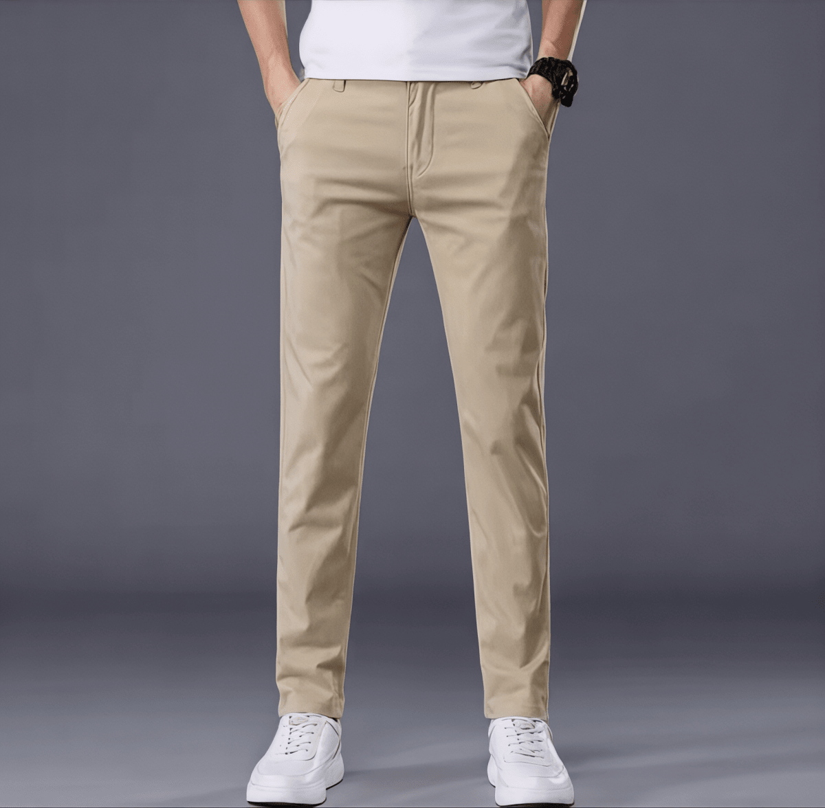 Casual outfit set light gray + beige (T-shirt+pants) - Antonios