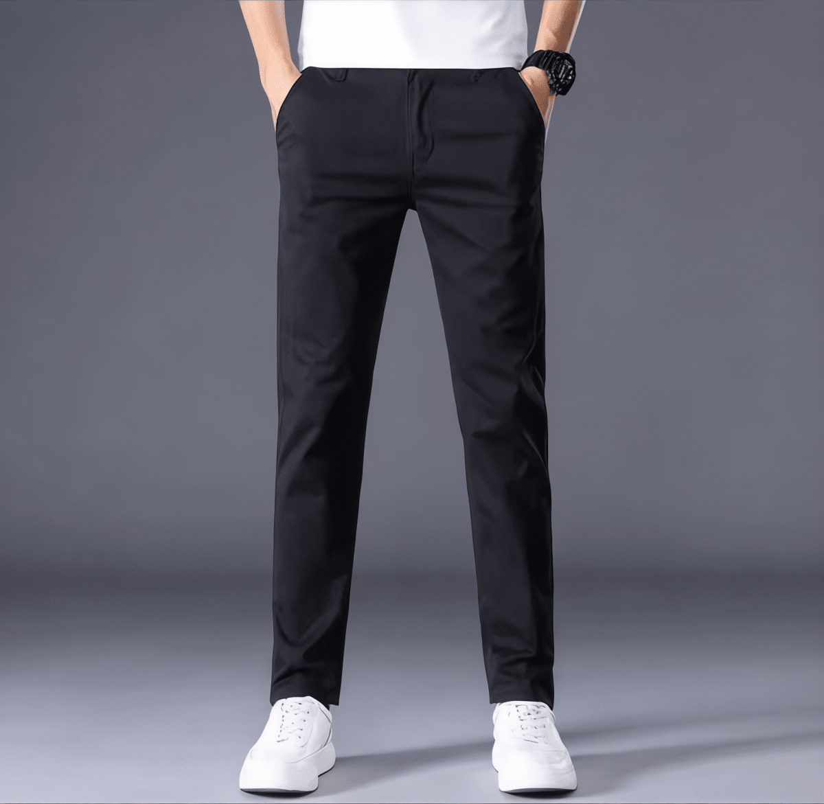 Casual outfit set light gray + black (T-shirt+pants) - Antonios