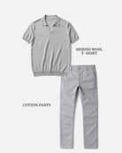 Casual outfit set light gray + light gray (T-shirt+pants) - Antonios