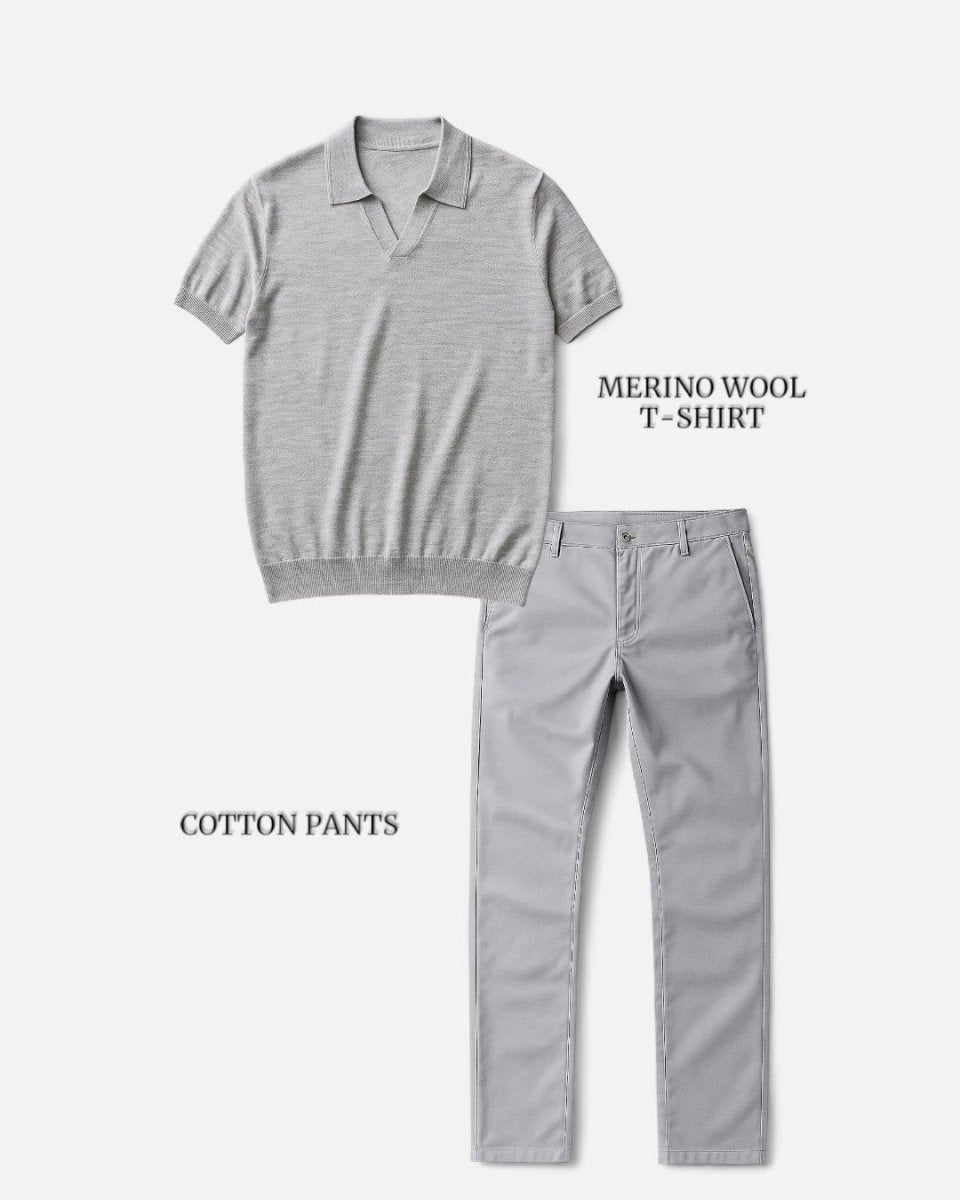 Casual outfit set light gray + light gray (T-shirt+pants) - Antonios