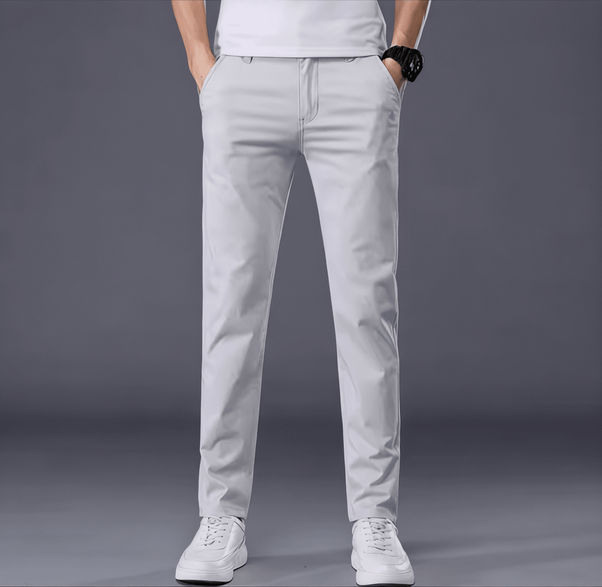 Casual outfit set light gray + white (T-shirt+pants) - Antonios