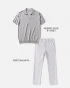 Casual outfit set light gray + white (T-shirt+pants) - Antonios