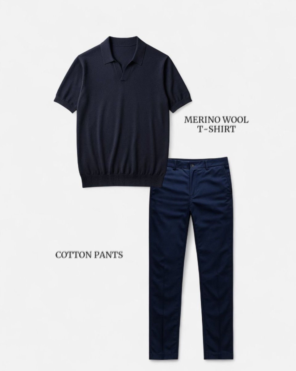 Casual outfit set navy blue + navy blue (T-shirt+pants) - Antonios