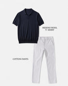 Casual outfit set navy blue + white (T-shirt+pants) - Antonios