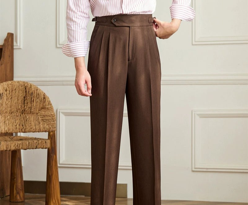 Casual wide - leg high - waist italian pants - Antonios