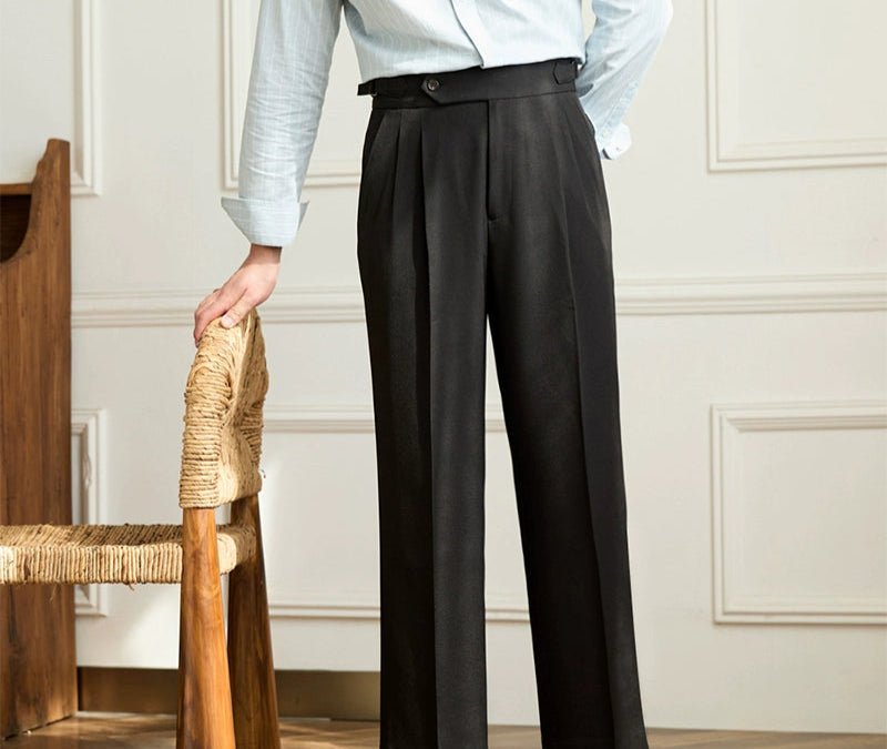 Casual wide - leg high - waist italian pants - Antonios