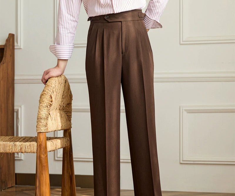Casual wide - leg high - waist italian pants - Antonios