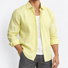 Classic linen long sleeve shirt - AntoniosClothing - Yellow