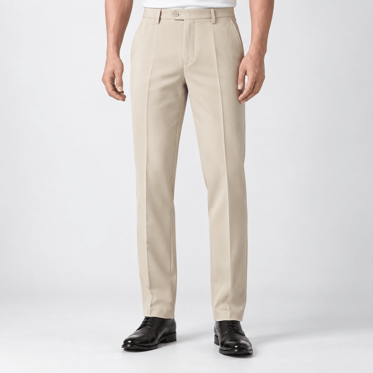Classic stretch dress trousers - AntoniosClothing - Khaki (Full Length)