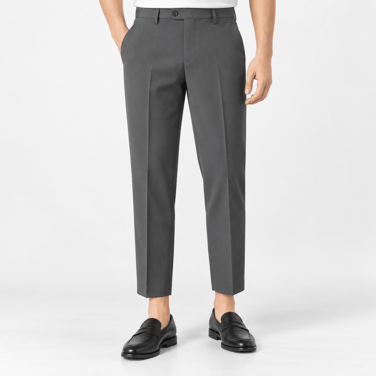 Classic stretch dress trousers - AntoniosClothing - Dark Gray (Ankle Length)