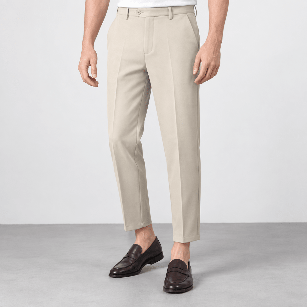 Classic stretch dress trousers - AntoniosClothing - Khaki (Ankle Length)