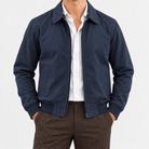 Collared zip jacket with check lining - AntoniosClothing - Navy