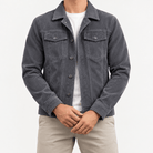 Cotton blend corduroy button front jacket - AntoniosClothing - Slate gray