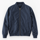 Cotton bomber jacket with ribbed trim - AntoniosClothing - Navy