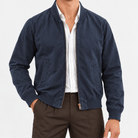 Cotton bomber jacket with ribbed trim - AntoniosClothing - Navy