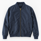 Cotton bomber jacket with ribbed trim in navy, product cover