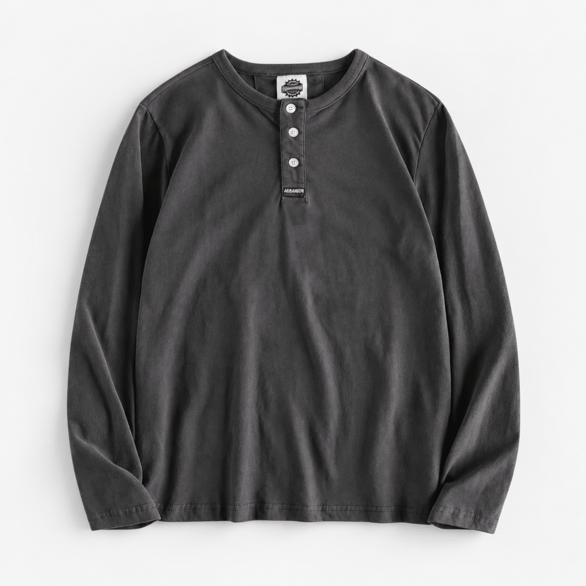 Cotton button-neck sweater - AntoniosClothing - Iron gray