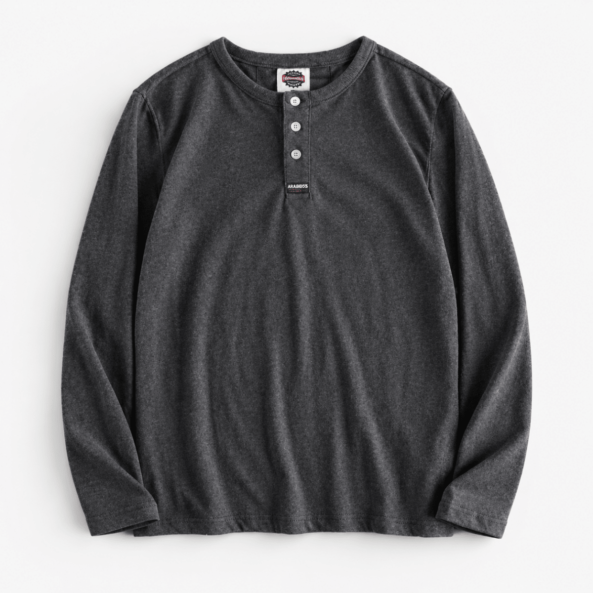 Cotton button-neck sweater - AntoniosClothing - Dark grey