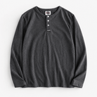 Cotton button-neck sweater - AntoniosClothing - Dark grey