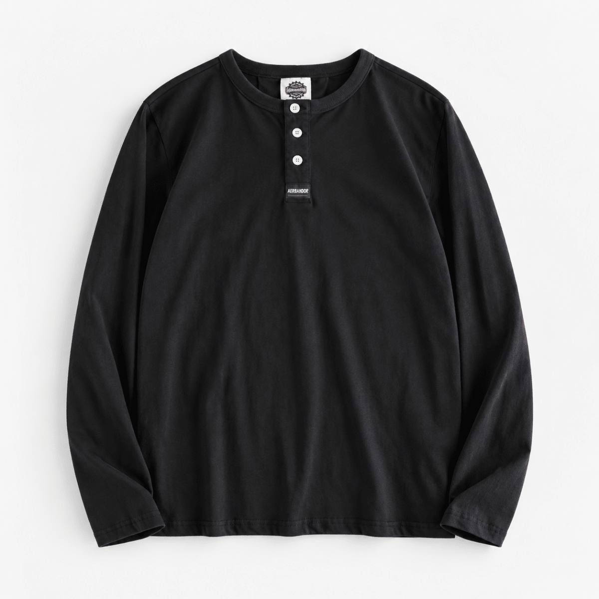 Cotton button-neck sweater - AntoniosClothing - Black