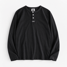 Cotton button-neck sweater - AntoniosClothing - Black