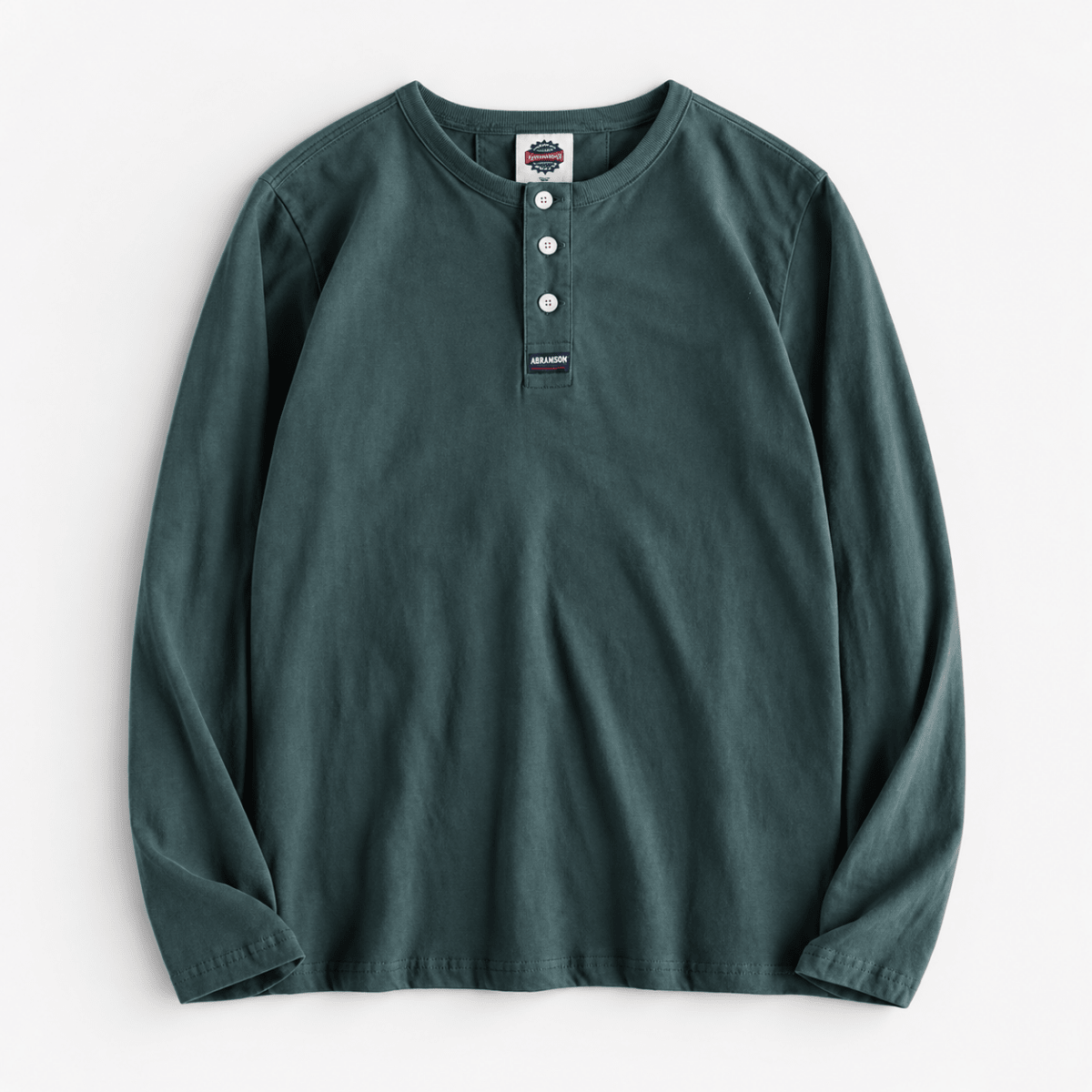 Cotton button-neck sweater - AntoniosClothing - Dark green